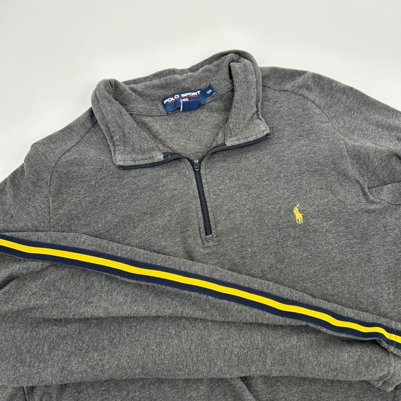 Polo Sport Ralph Lauren Other - Polo Sport Ralph Lauren Mens Gray 1/4 Zip Sweatshirt  XXL Striped Sleeve